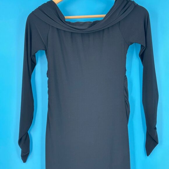 Club L London Womens Off Shoulder Long Sleeve Maxi Dress Size 4 Extreme Split - Picture 5 of 7